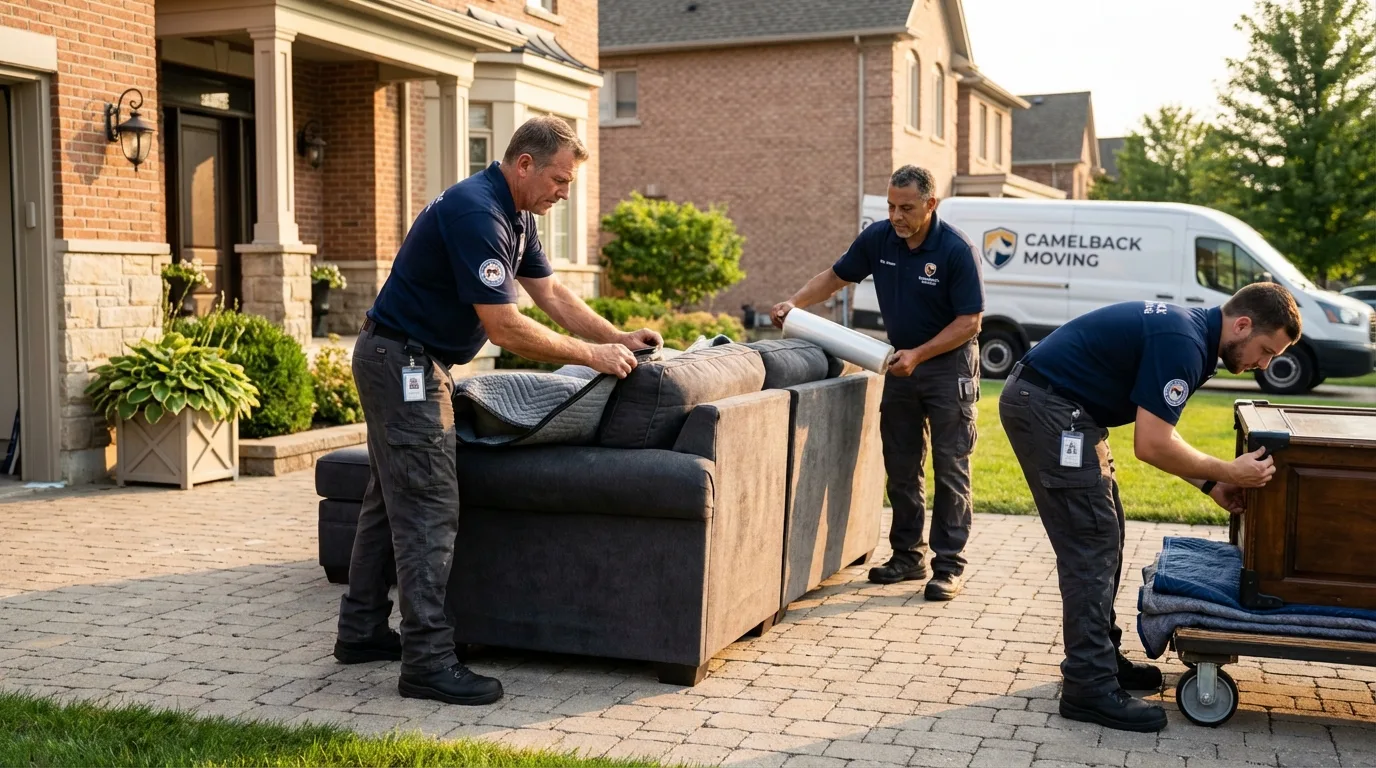 Large estate moving crew wrapping furniture in Milan, IN